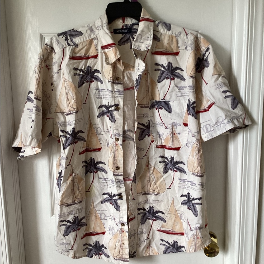 Puritan Cream and Black Casual Button Down Shirt